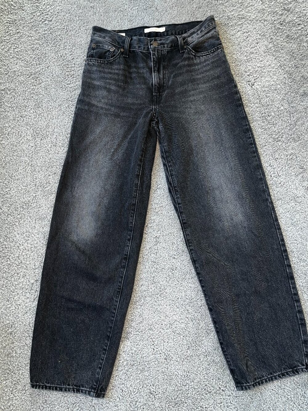 LEVI'S RED TAB BIG E BAGGY DAD Premium Denim Jeans - Wide Leg Black Wash W26 L30